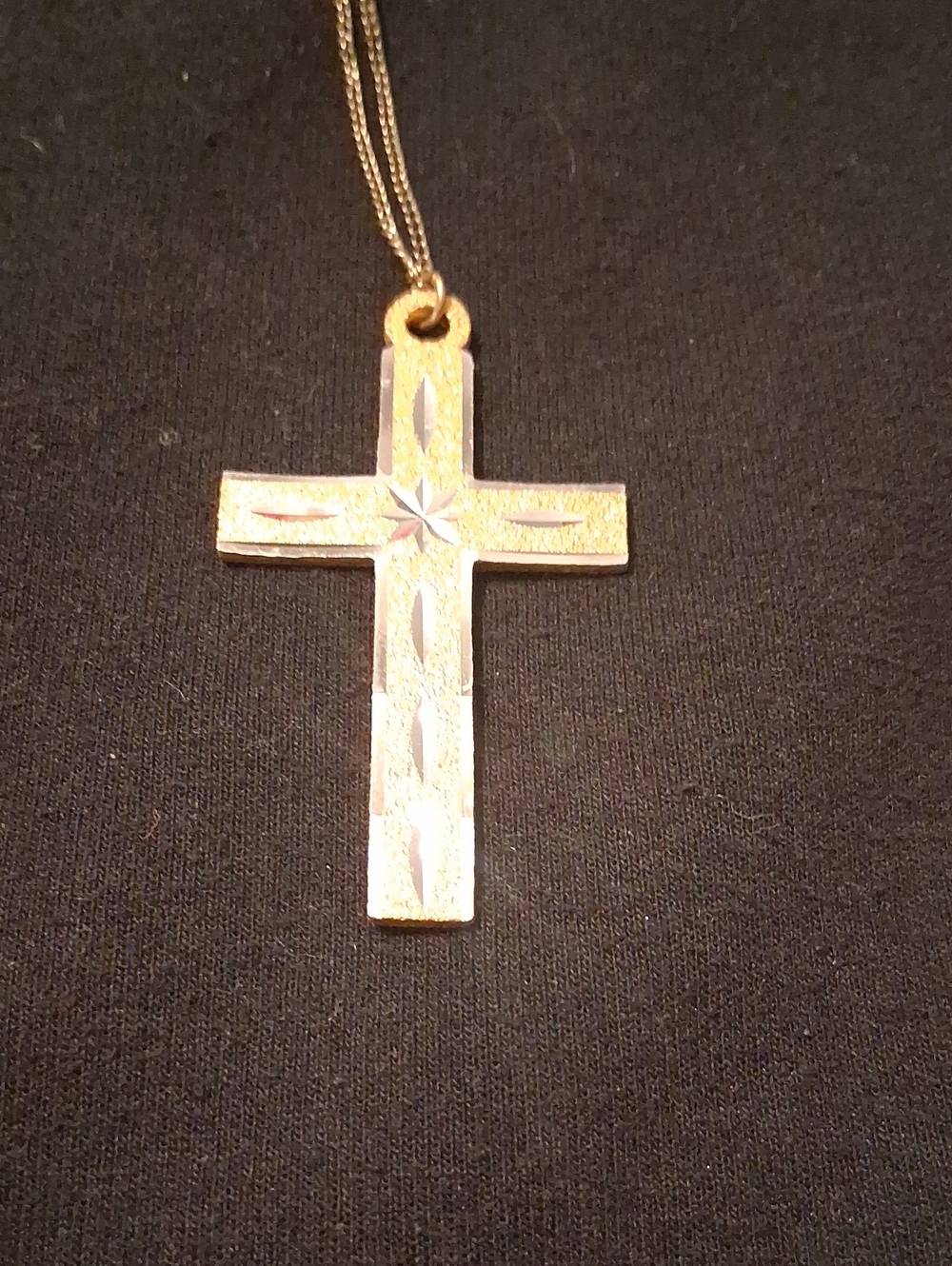 Gold-Tone And Silver-Tone Cross Pendant Necklace Vintage